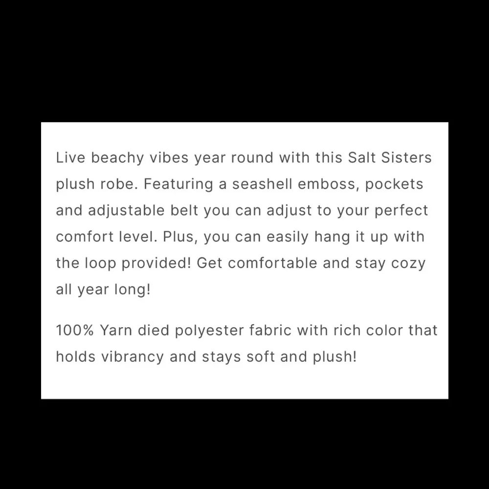 Salt Sisters Plush Shell Robe. - Picture 10 of 10